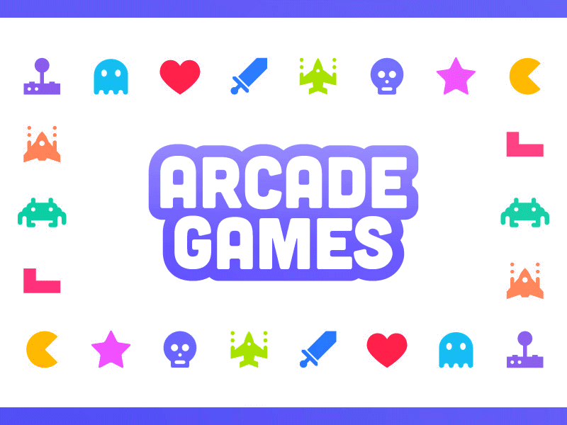 Arcade Games acarde animations colors console design flat icons masterpiece retrogaming videogames