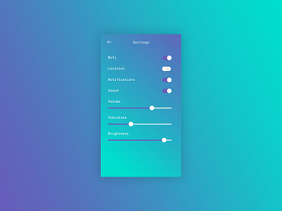 DailyUI #007 - Settings app dailyui design gradient phone settings ui