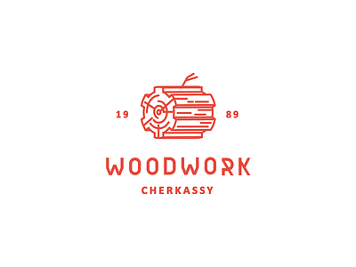 Woodwork gear logo mark wood workshop