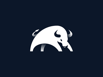 Bull bull geometry icon logo mark shadow