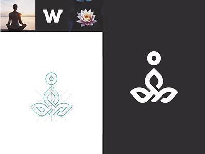 W geometry logo lotus mark medicine meditation retreat shadow sign w yoga