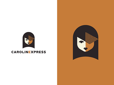 Caroline box delivery express girl logo mark negative space post shade shipping woman