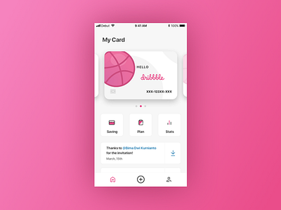 Wheee, Hello Dribbble! card clean debut design ios mobile ui ux