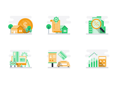 Real Estate & Mortgage Icon Illustration Set design flat illustration icon set illustration minimal mortgage real estate