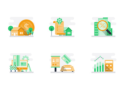 Real Estate & Mortgage Icon Illustration Set