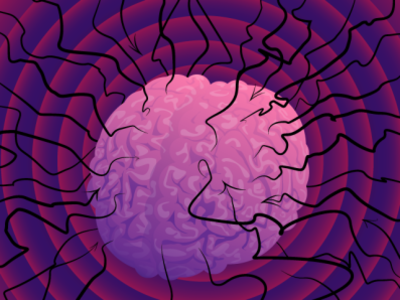 Anxiety anxiety brain mental health panic purple stress vector illustration
