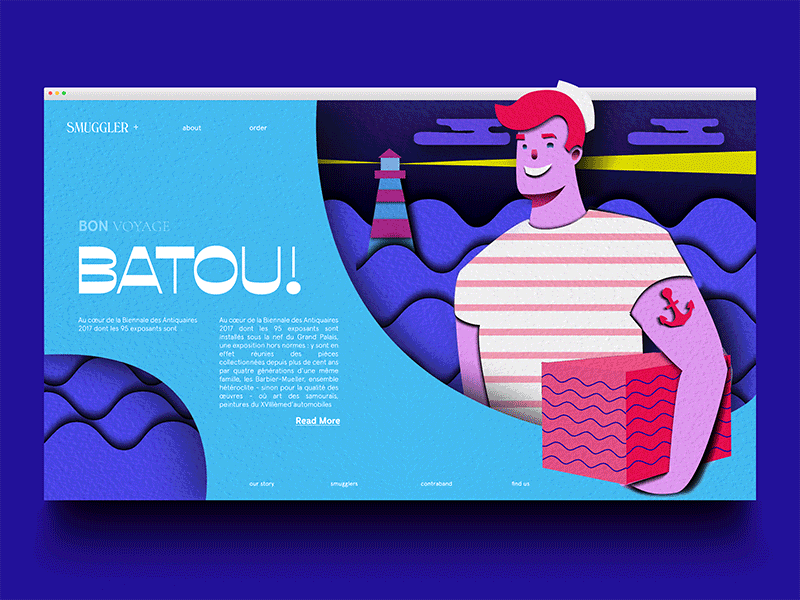 Batou illustration landing page motion paper ui ux