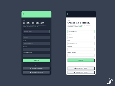 Tensi Sign up - Retro Dark and Light Mode