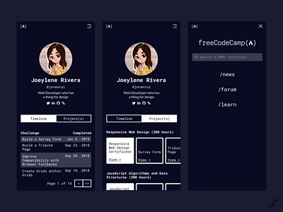freeCodeCamp Mobile App (Dark Mode)