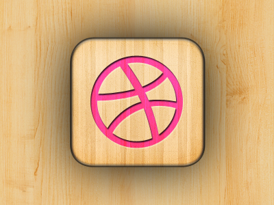Wooden Dribbble App Icon