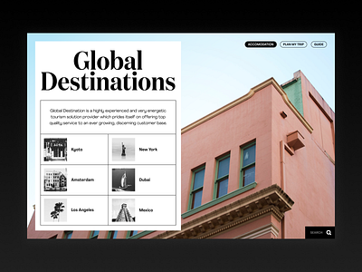 Landing Page Layout : Global Destinations home homepage landing page landingpage layout travel app travelling ui
