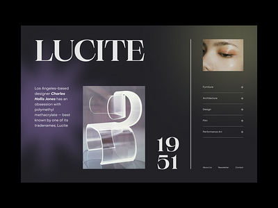 Page Layout : Lucite art direction article edgy hero home homepage layout minimal presentation typogaphy ui