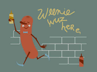 Weenzie Wuz Here animation hotdog illustration ketchup mustard mustard graffiti weenie