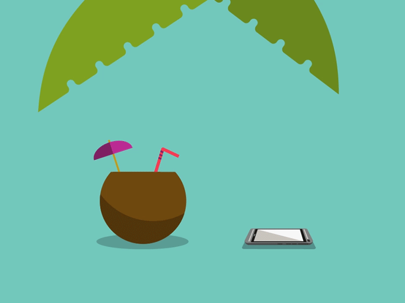 Falling coconut animation coconut illustration phone splash straw tropical umbrella