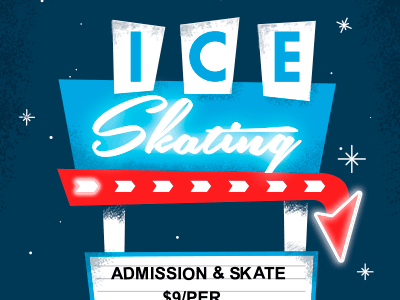 Ice Skating animated gif animation ice skating illustration retro signage texture vintage