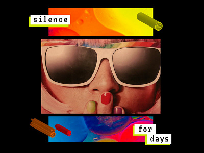 Silence For Days art print collage color study type typography