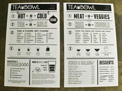 Tea N Bowl branding illustration menu