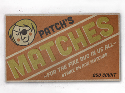 Patch's Matches illustration matchbox package design