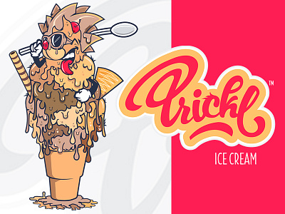 Prickl Ice Cream corporate identity hedgehog ice ice cream ice cream branding illustration prickl