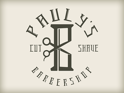 Pauly's Barbershop Logo b barbershop classic custom type monogram p retro type vector vintage