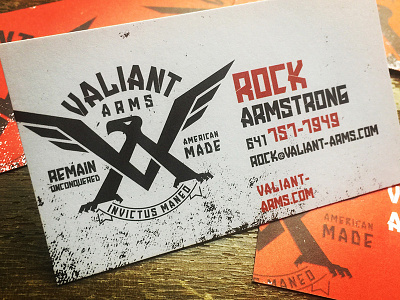 Valiant Arms Business Card animal badge bird brand business card crest custom font identity illustrator logo monogram vector