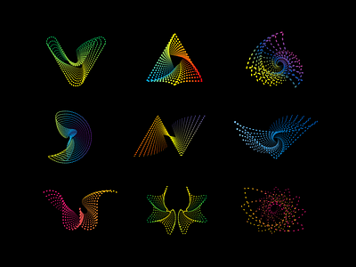 Particle motion brand colourful combination gradient house letter logo mark motion technology