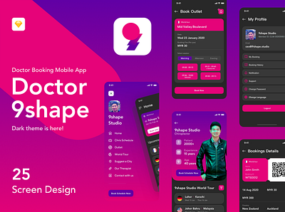 Dark Doctor 9shape Booking Apps IOS Ui Kit mnml newz sketch sketch app ui kit ui8