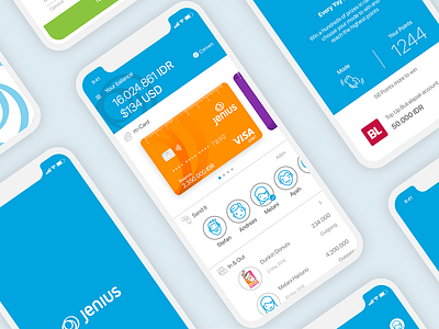 UI Jenius Mobile Bank app bank blue finance finance app iphone iphone x jenius jenius app minimal money simple
