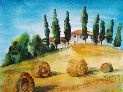 Tuscany drawing italy painting tuscany watercolor