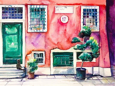 House #17 drawing painting watercolor