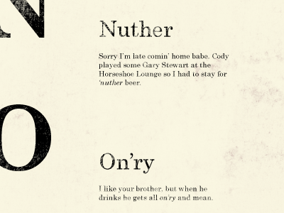 Nuther Onry Card alphabet design texas words
