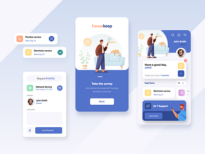 House Servicing Mobile App 30daychallenge app design flat illustration minimal mobile mobile app mobile app design mobile design mobile ui ui ux