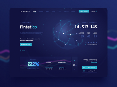 Fintetico Page crypto dashboard ui data design figma fintech investment technology trade trading ui ux web website