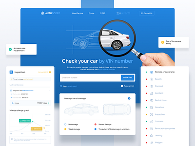 Service for checking cars by VIN design minimal ui ux web website