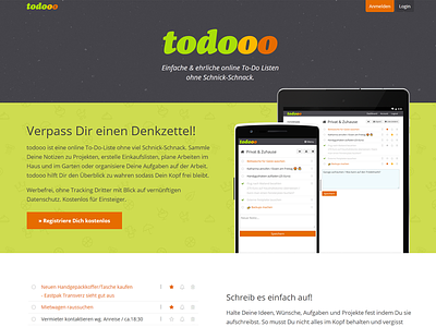 Simple & elegant frontpage german homepage responsive screenshot todo todolist website