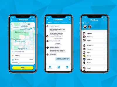 Location and Chat app design ios mobile ui ux