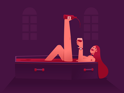 Halloween Vampire bath blood cartoon curfew cute digitalart girl halloween illustration illustrator nude vampires vector