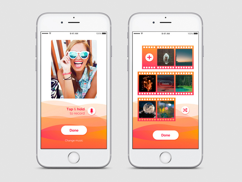 UI of photo and video app mobile app user interface visual design design graphic design user experience ux ui