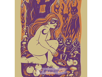 Samhain affinity body positive folk art goddess halloween horror illustration pagan samhain