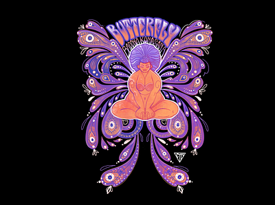 Butterfly Pose affinity designer body positive illustration psychedelic yoga yoga logo