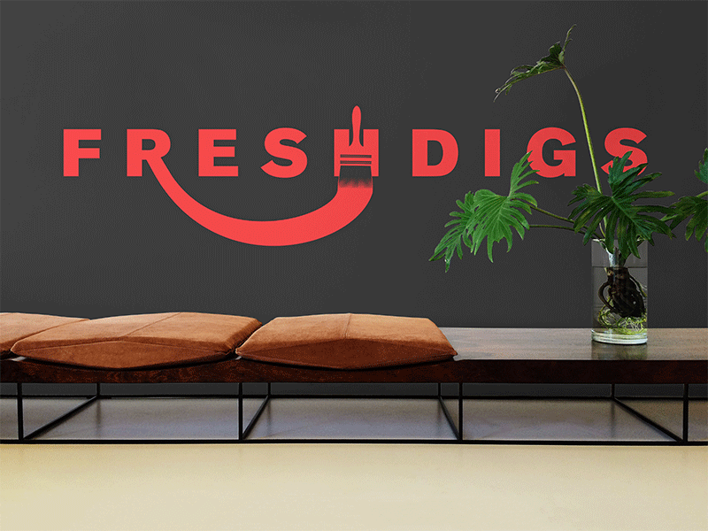 Fresh Digs office brush paint red fresh digs digs fresh mockup concept branding logo
