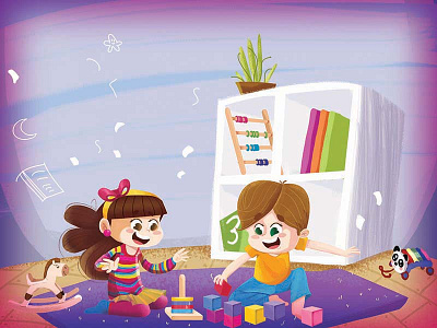 kids playing children book childrenillustration cute digitalpainting fun happy illustration monster night photoshop room toys