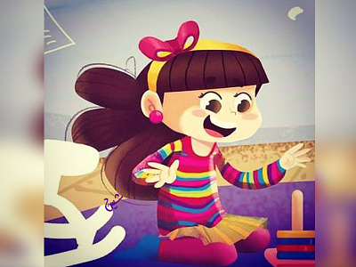 Girl Playing children book childrenillustration cute digitalpainting fun happy illustration photoshop room toys