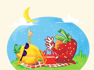 fruit picnic art book character childrenillustration childrens cute digitalpainting fruit fruits illustration kidillart picnic
