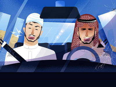 Highway Accident accident arabian car character driver expression highway illustration man motion road saudi