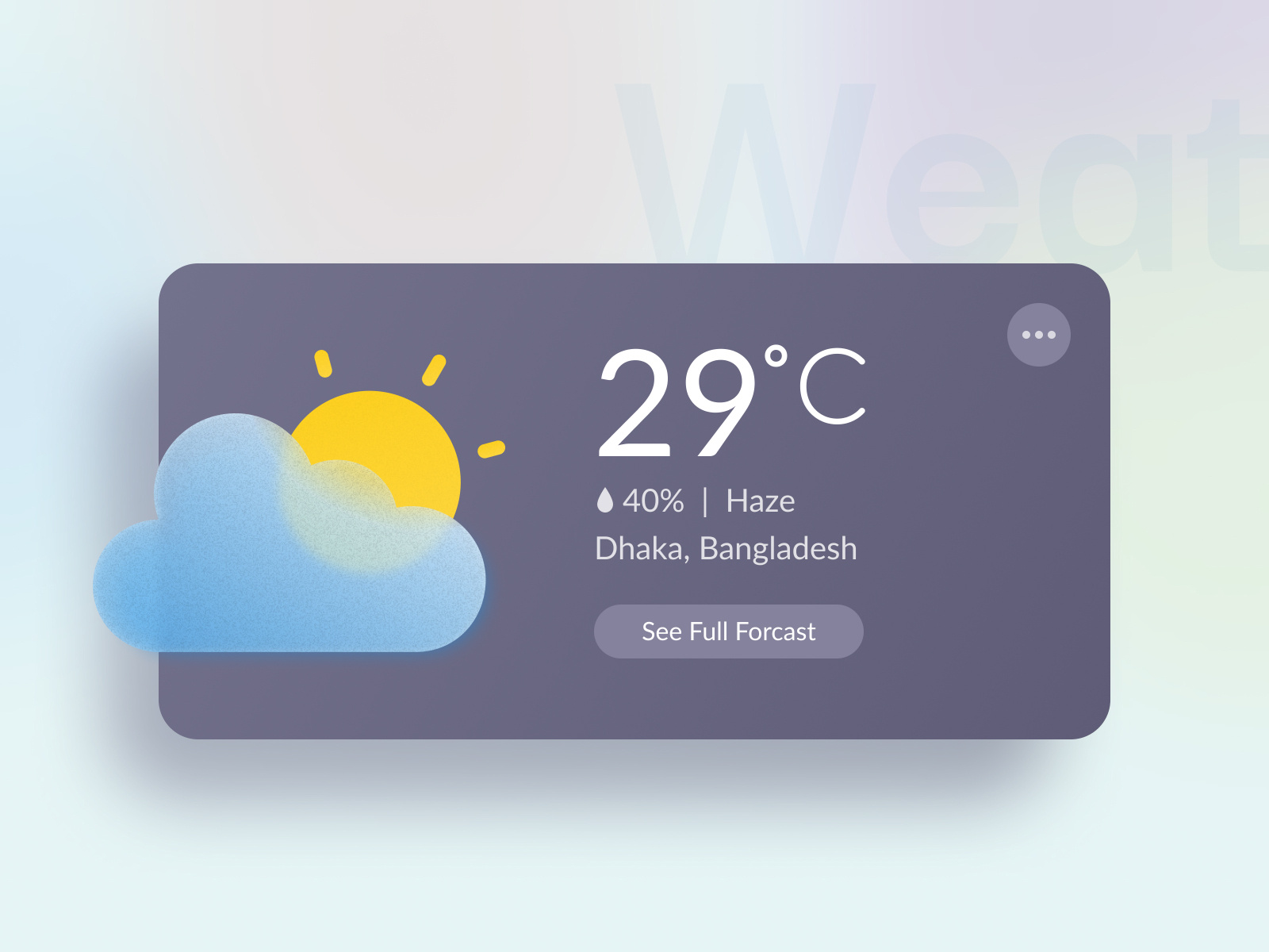 Weather Widget weather forecast card design for app by Ashraful