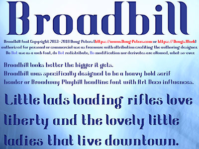 Broadbill Font Sampling attribution freeware bold font font freeware headline heavy kerned serif serif font titling