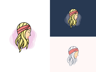 Artboard 1 band blue design face girl head headband illustration logo minimal pink simple