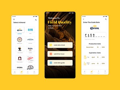 field quality app app design beer design drink quality ui yellow