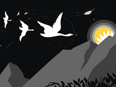 The Wild Swans abode illustrator andersen art article blackbackground branding creative design figma graphicdesign illustration logoinspiration sun swans vector